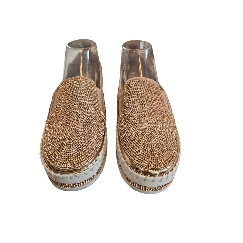 Azalea Wang Slip-On Crystal Embellished Platform Sneakers - Rose Gold Size 7.5-8 - Picture 6 of 10